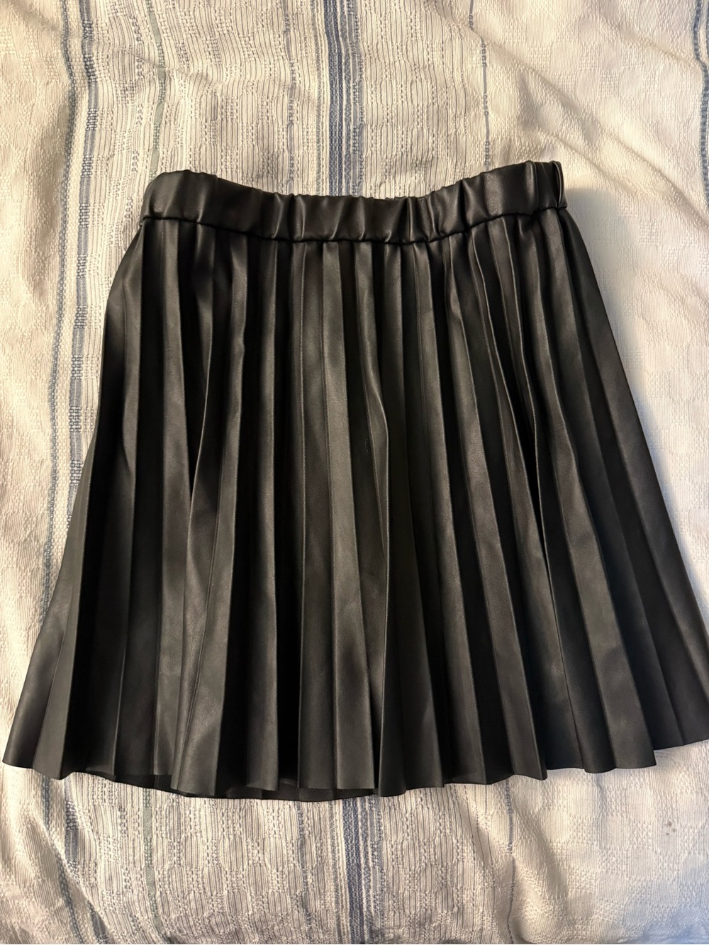 Crewcuts Black Pleated Faux Leather Skater Skirt